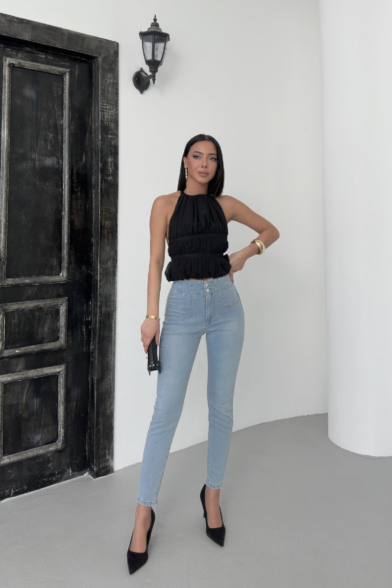 Pensli Skinny Kot Pantolon - Buz Mavisi ve Tintli - (27-32) - 3