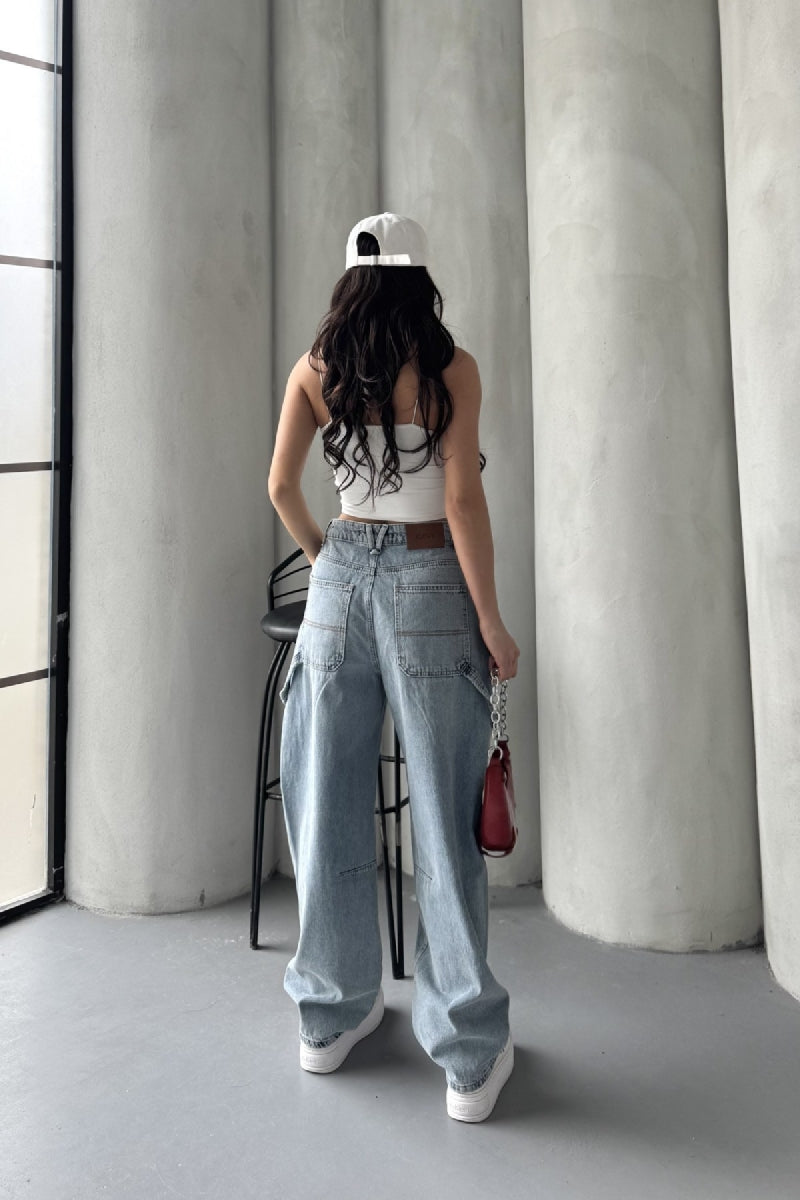 Pensli Baggy Kot Pantolon - Açık Mavi ve Tintli - (28-33) - 3