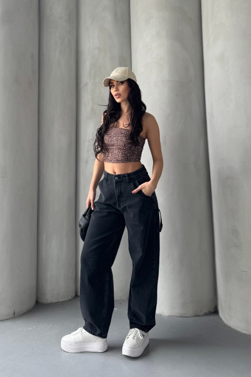 Pensli Baggy Kot Pantolon - Düz Antrasit - (26-31) - 2