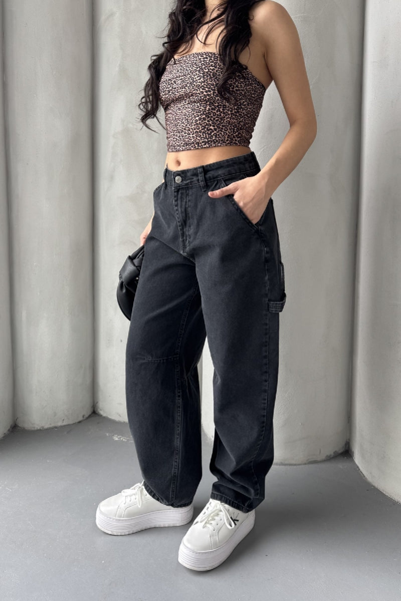 Pensli Baggy Kot Pantolon - Düz Antrasit - (28-33) - 4