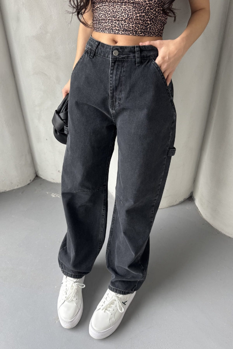Pensli Baggy Kot Pantolon Düz Antrasit