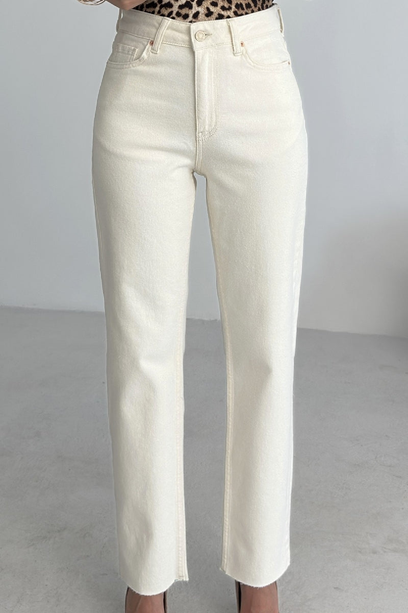 Mom Fit Kot Pantolon - Naturel - (26-31) - 5