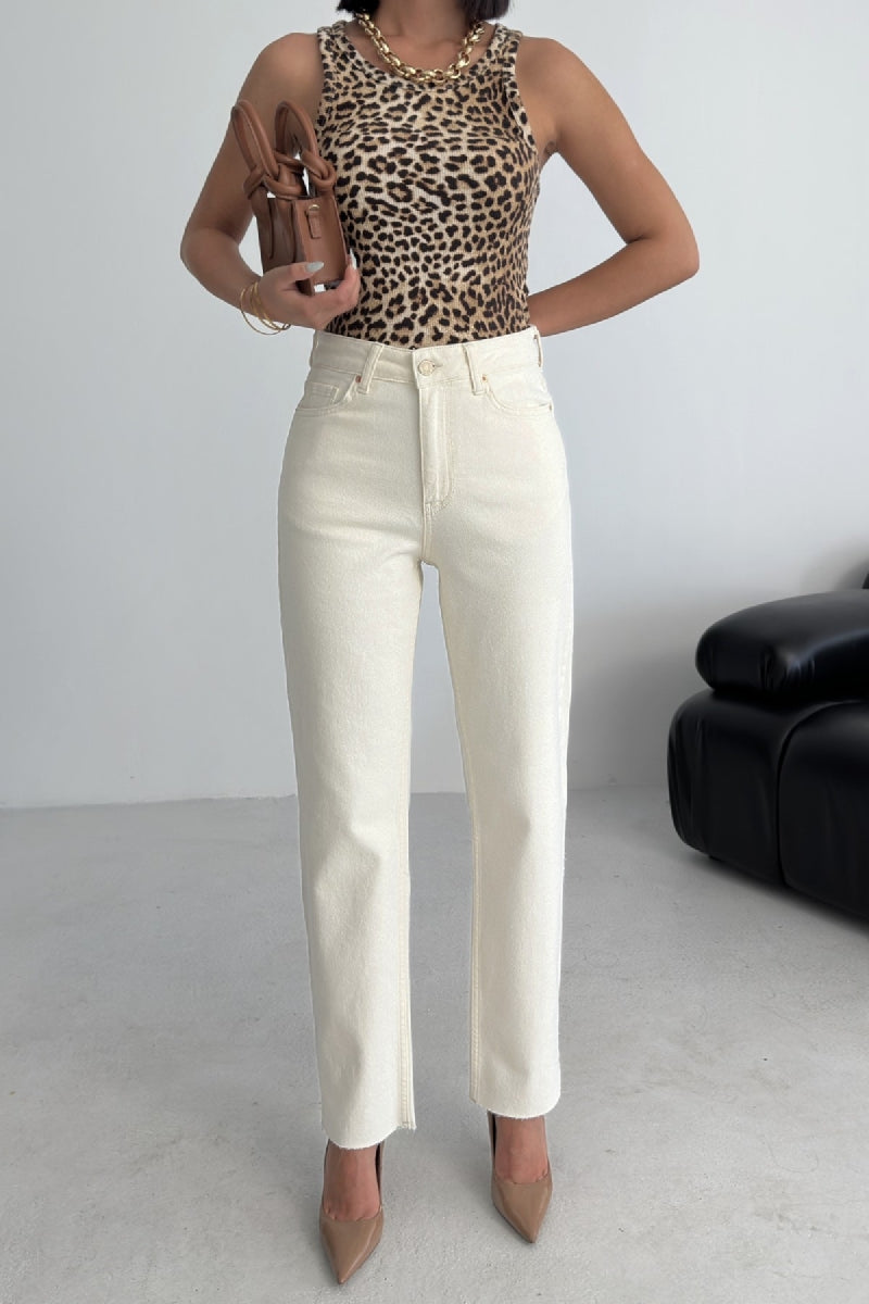 Mom Fit Kot Pantolon - Naturel - (28-33) - 6