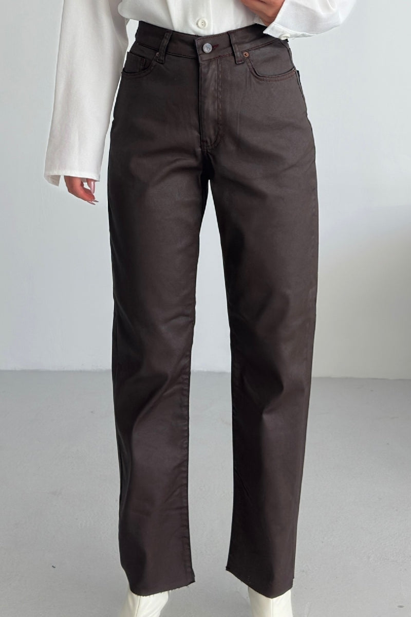 Mom Fit Pantolon - Kahverengi - (27-32) - 6