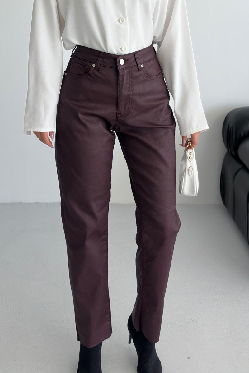 Mom Fit Pantolon - Bordo - (27-32) - 4