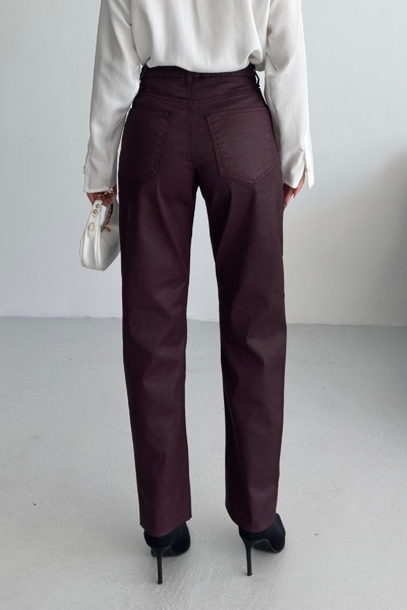 Mom Fit Pantolon - Bordo - (27-32) - 6