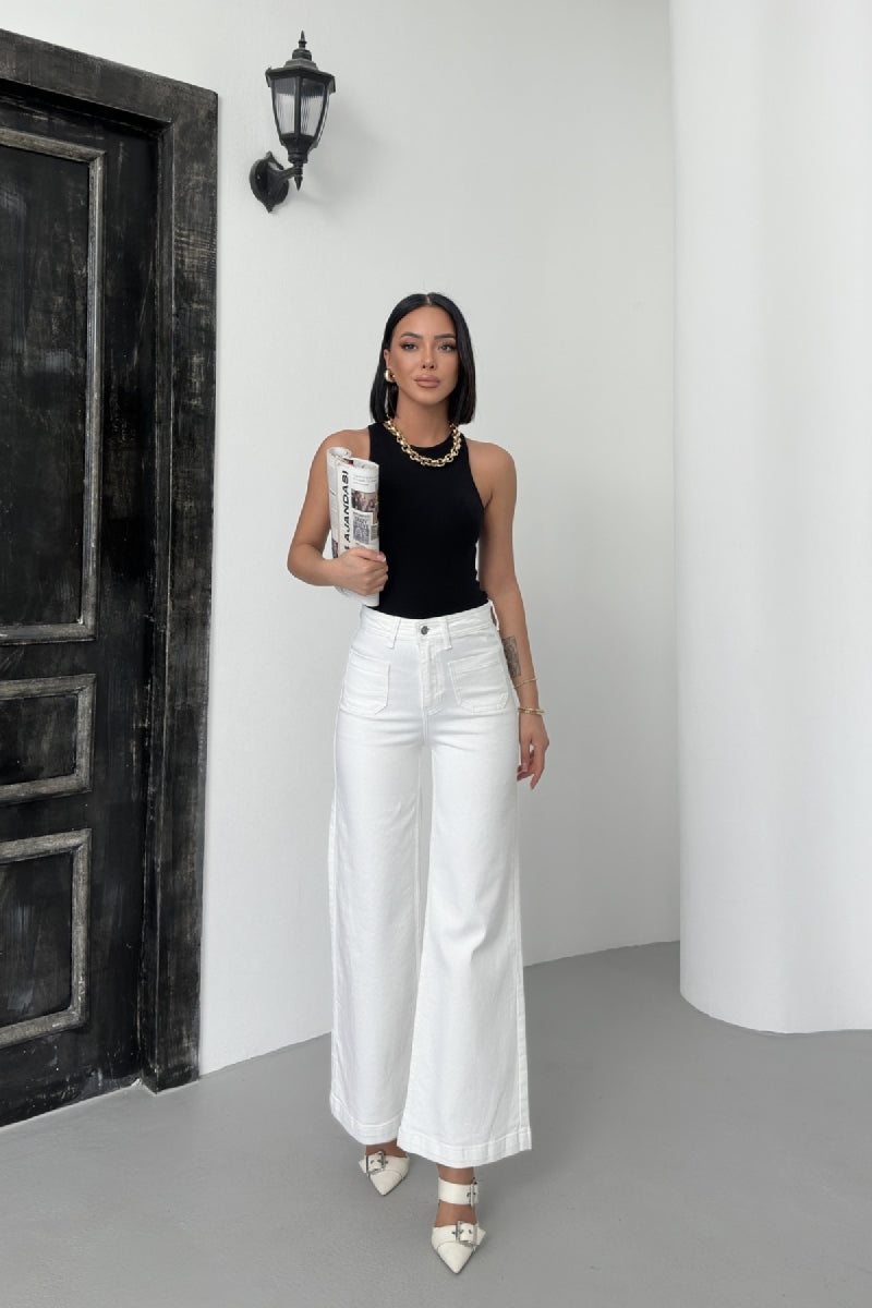 Ön Cep Detaylı Kot Pantolon - Beyaz - (26-31) - 2