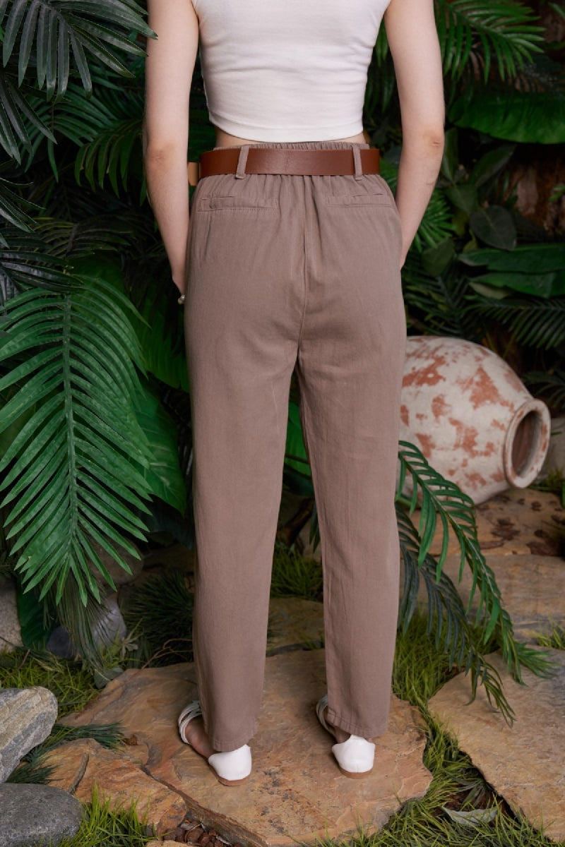 Beli Lastikli Havuç Pantolon - Toprak - (S-XL-6-2) - 4