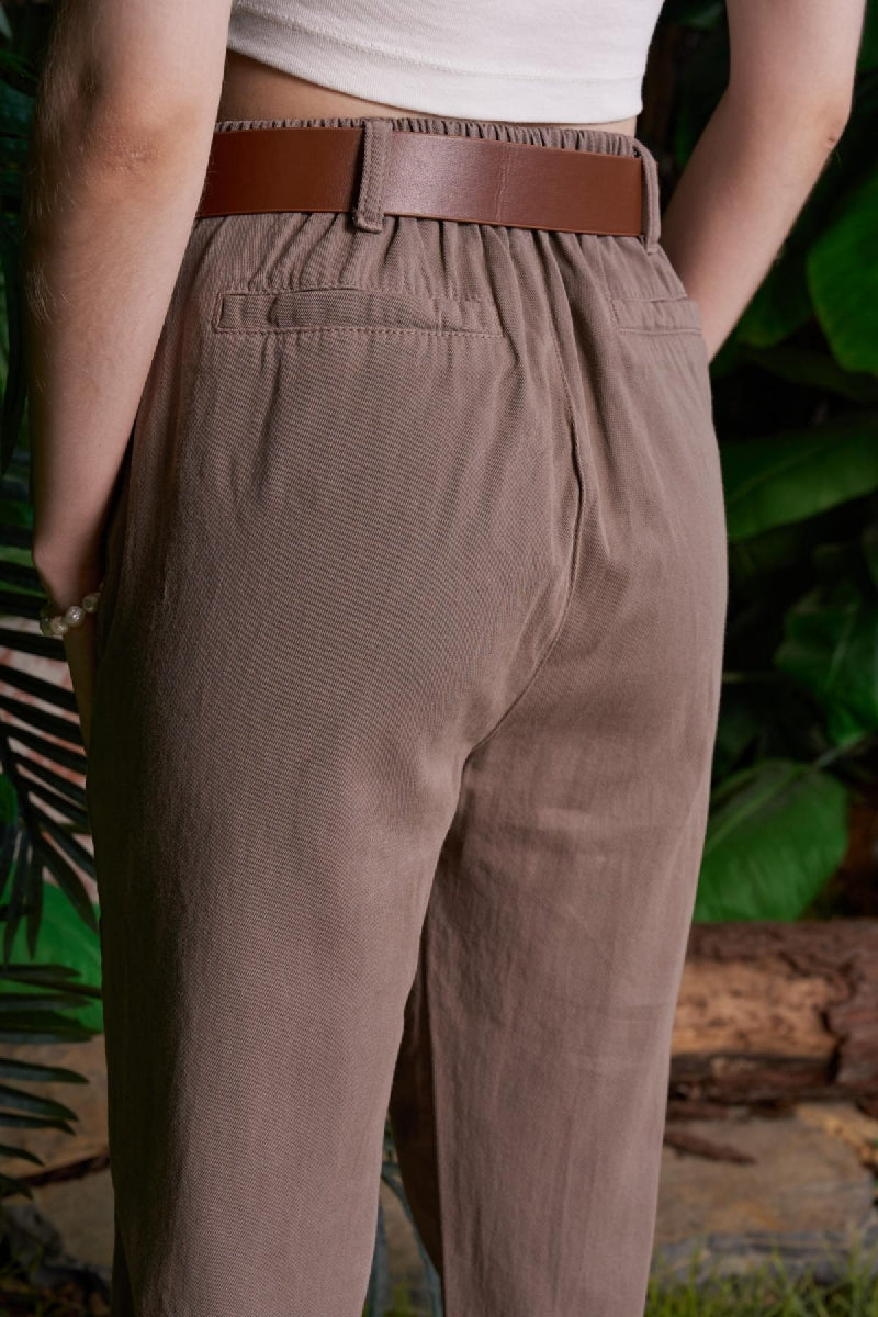 Beli Lastikli Havuç Pantolon - Toprak - (S-XL-6-2) - 6