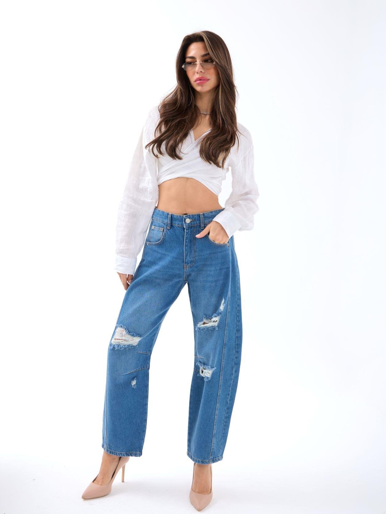 7086 KOT PANTOLON-MAVİ