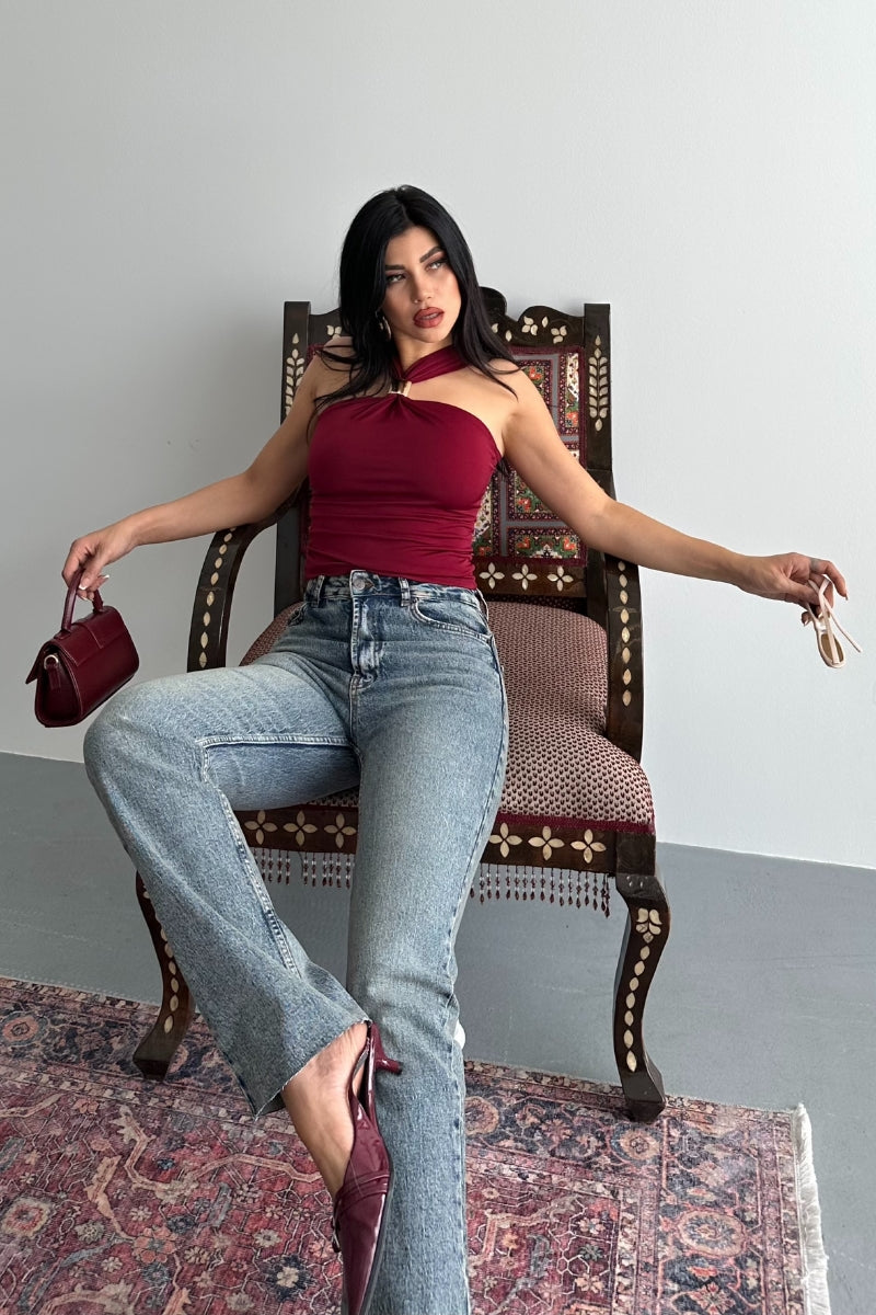 Kesik Paça Straight Fit Kot Pantolon - Orta Mavi ve Tintli - (26-31) - 3