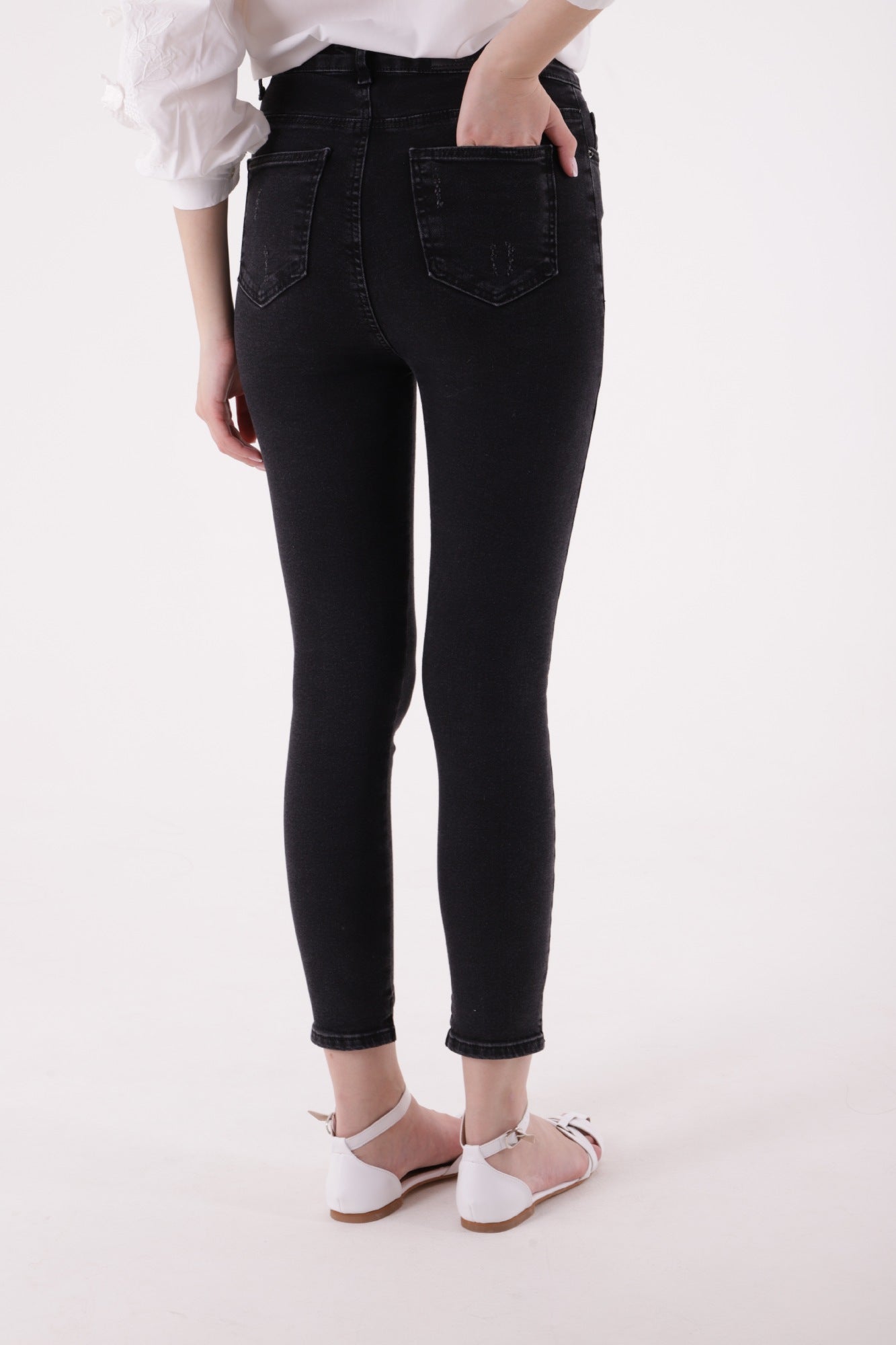 Asimetrik Paça Kot Pantolon - Düz Antrasit - (26-31) - 5