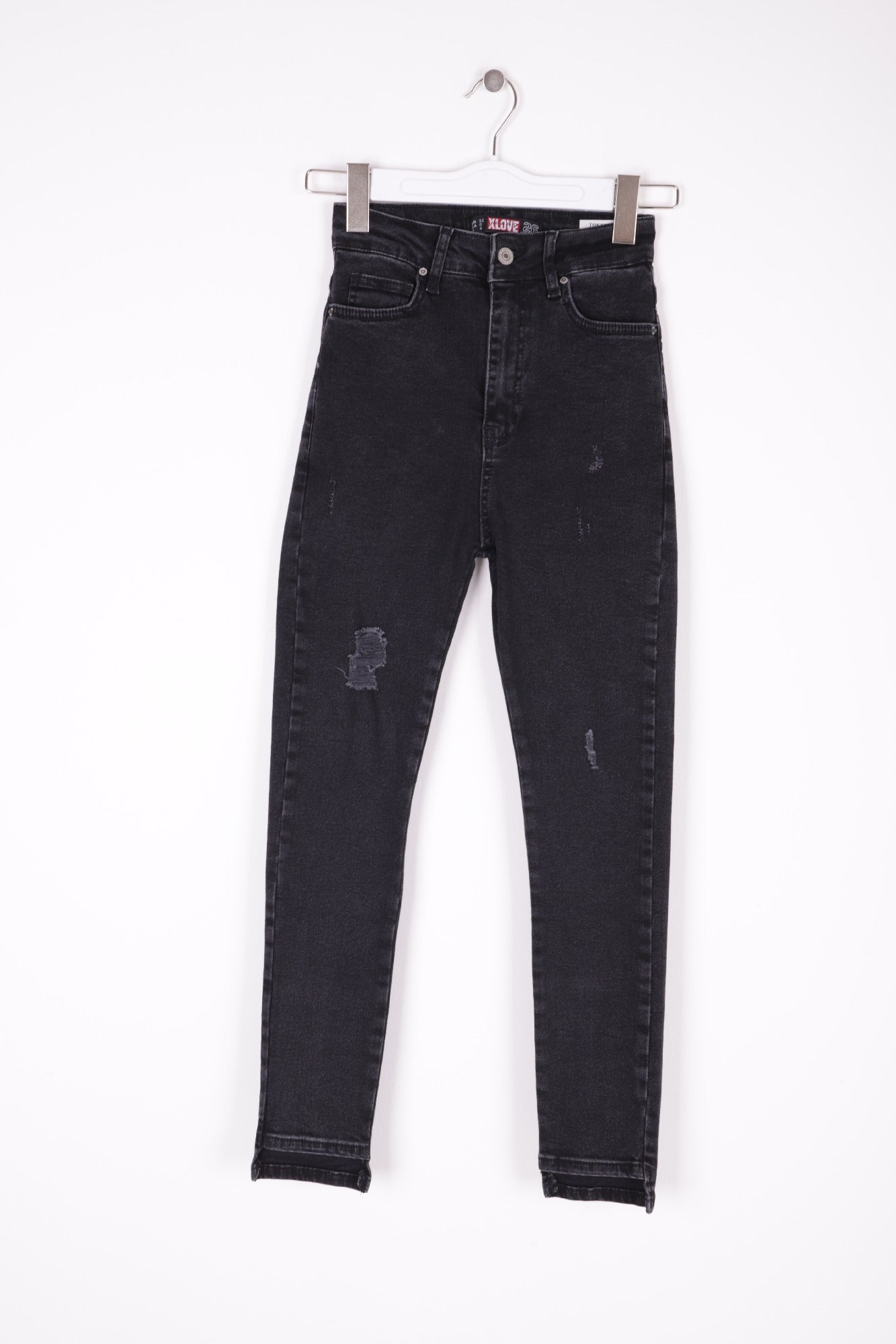 Asimetrik Paça Kot Pantolon - Düz Antrasit - (28-33) - 6