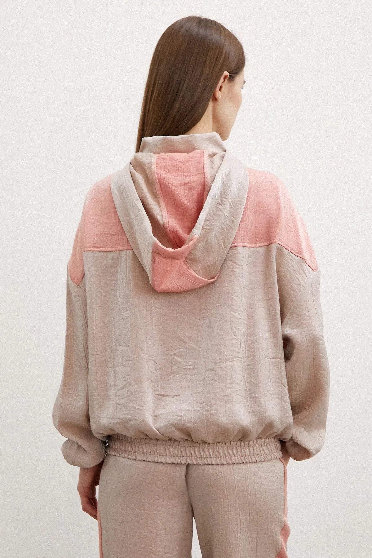 Fermuarlı Garnili Sweatshirt - Bej