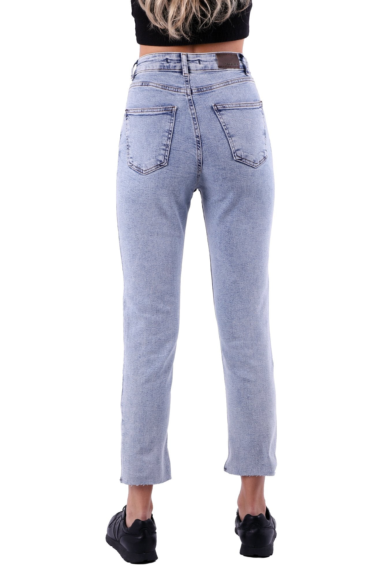 5 Düğmeli Mom Fit Kot Pantolon - Kar Yıkama Açık Mavi - (26-31) - 4