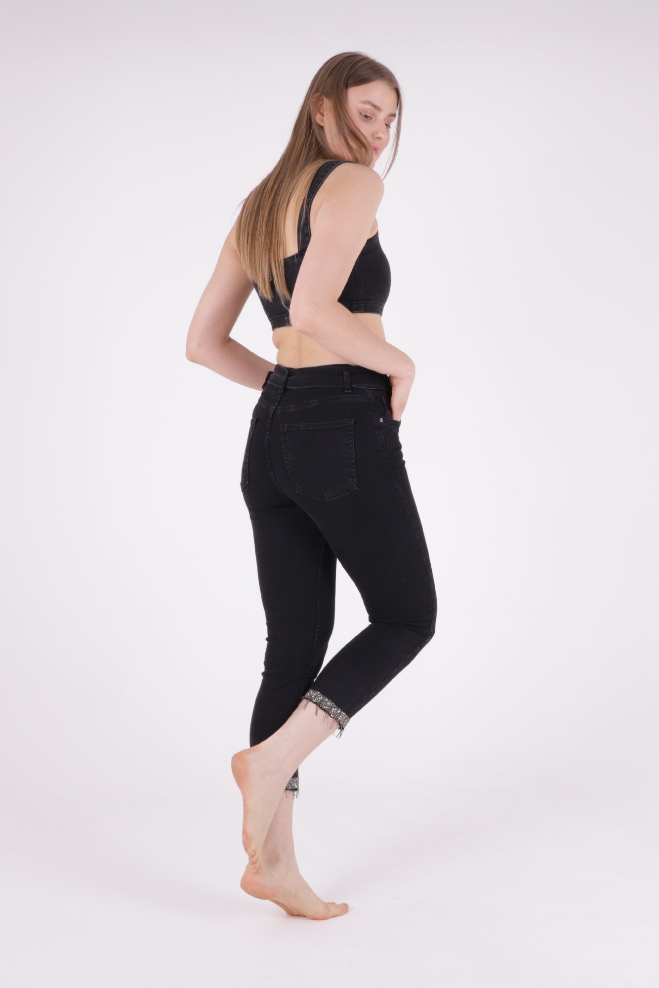 Paçaları Kemerli Pantolon - Düz Antrasit - (27-32) - 3
