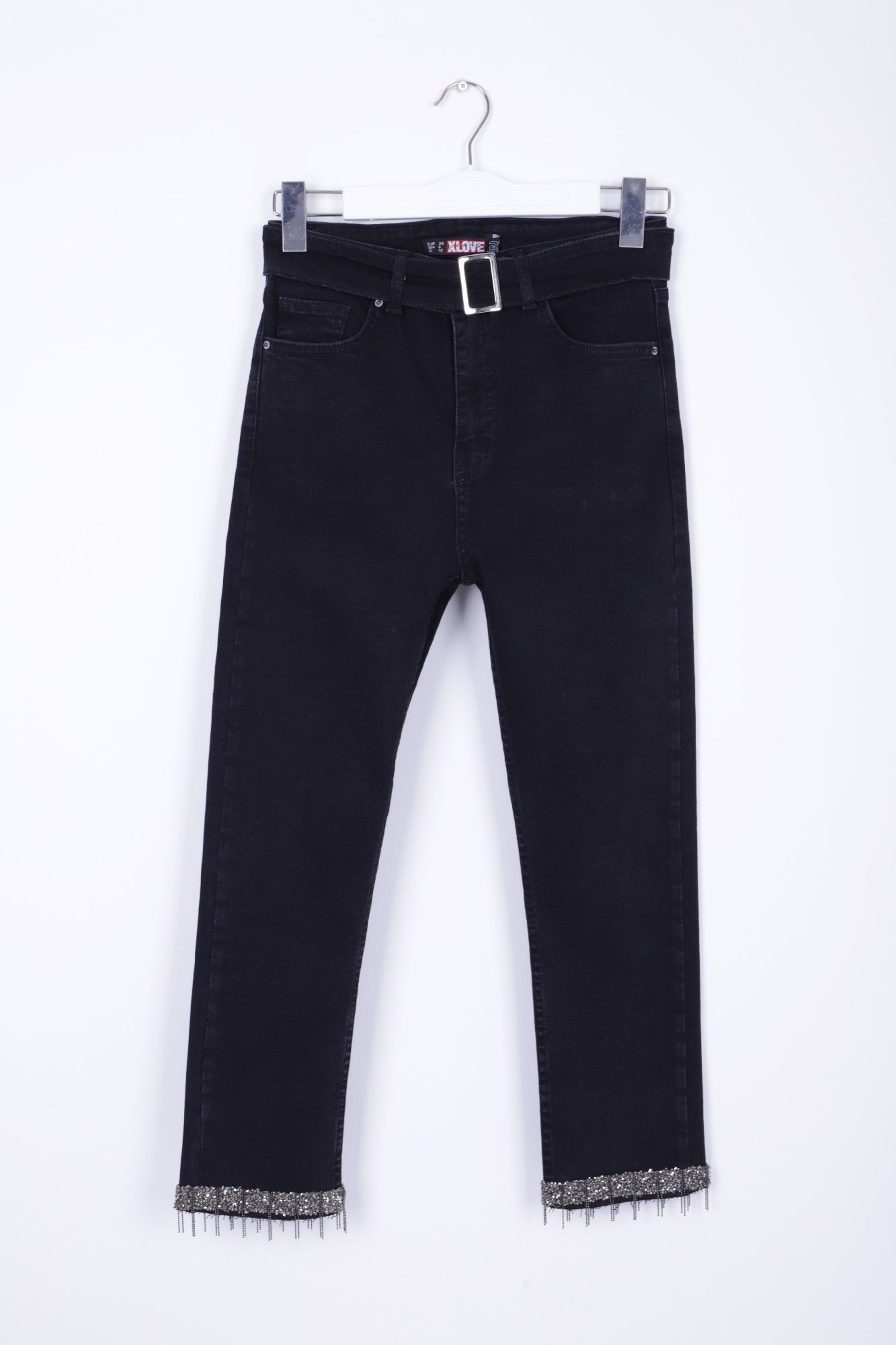 Paçaları Kemerli Pantolon - Düz Antrasit - (27-32) - 6
