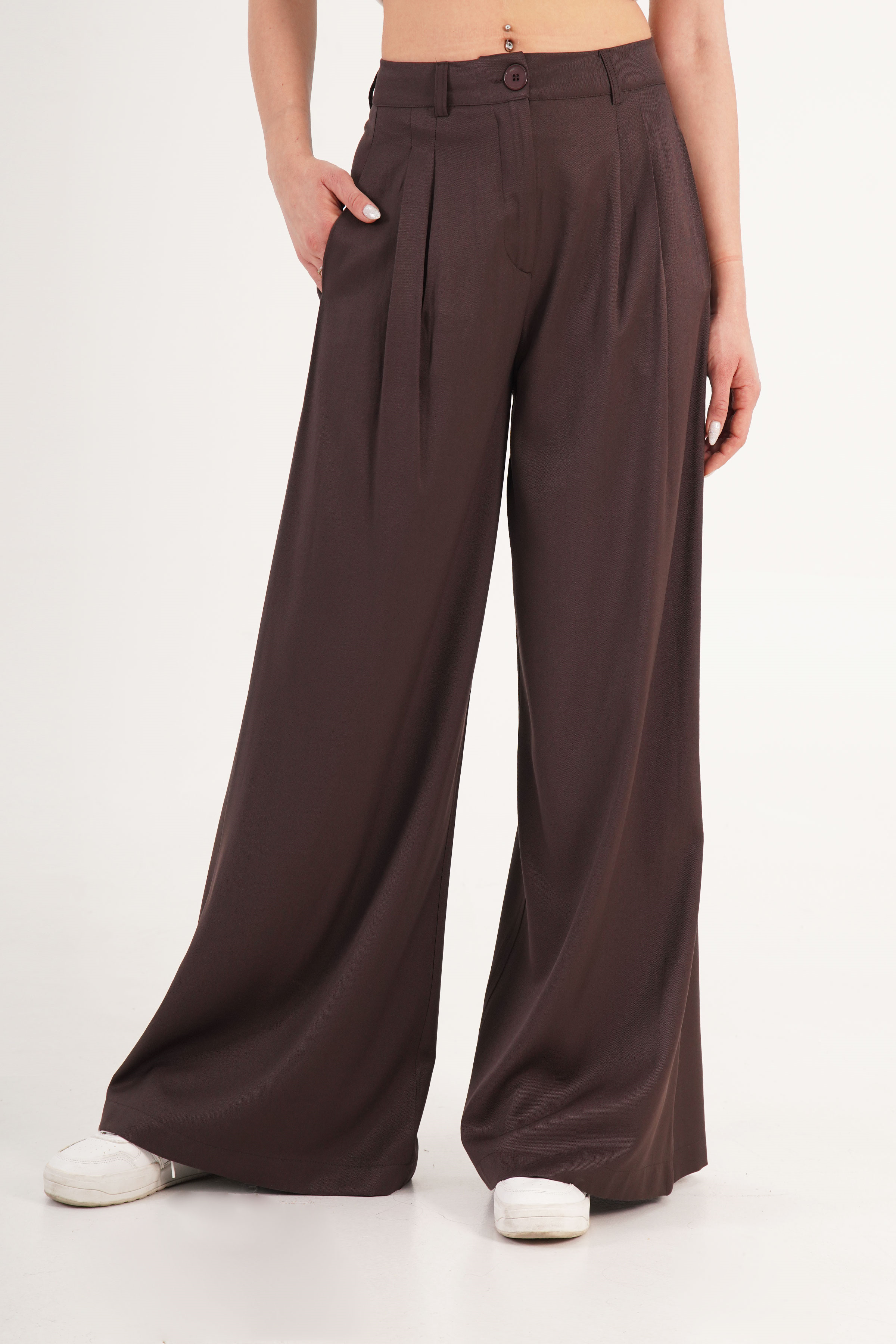 Piliseli Çift Cepli Salaş Toptan Kahve Pantolon Kahverengi S