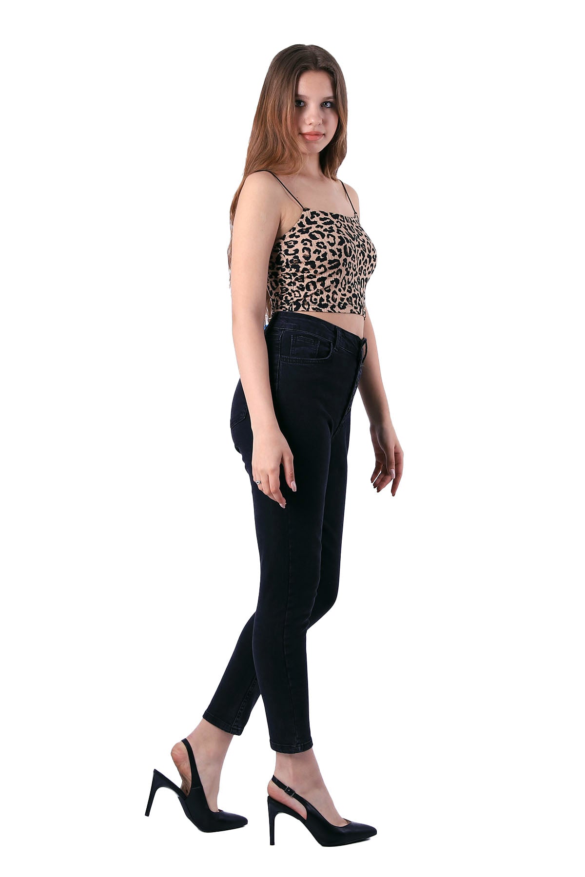 Önü 5 Düğmeli Skinny Kot Pantolon - Düz Antrasit - (28-33) - 6