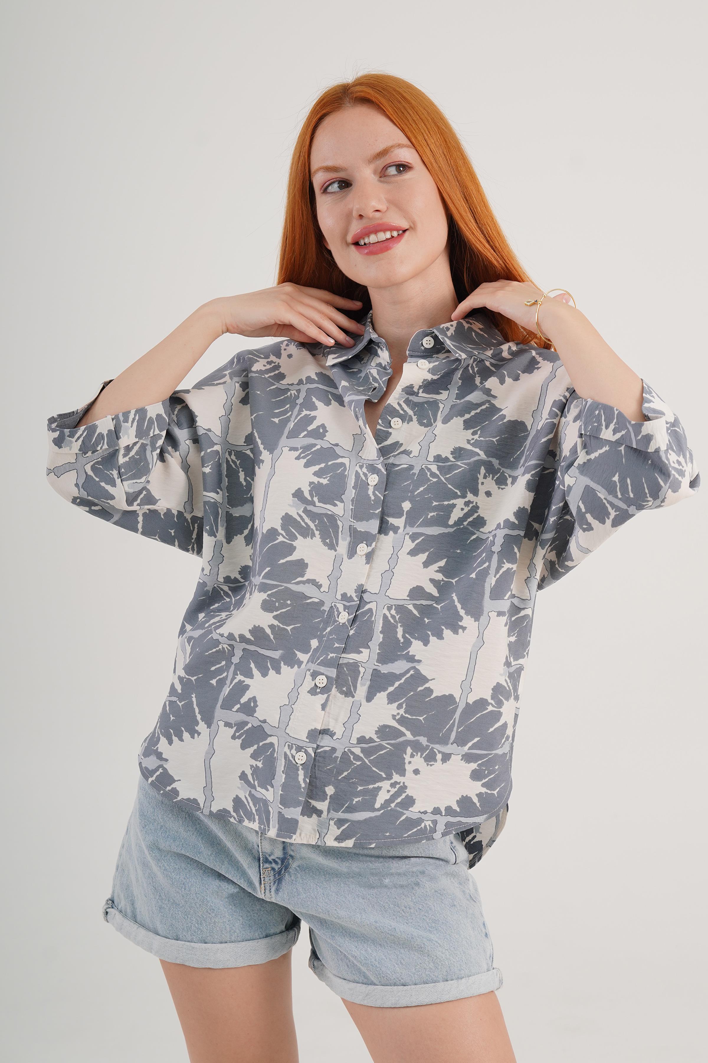 Desenli Toptan Füme Gömlek Antrasit S