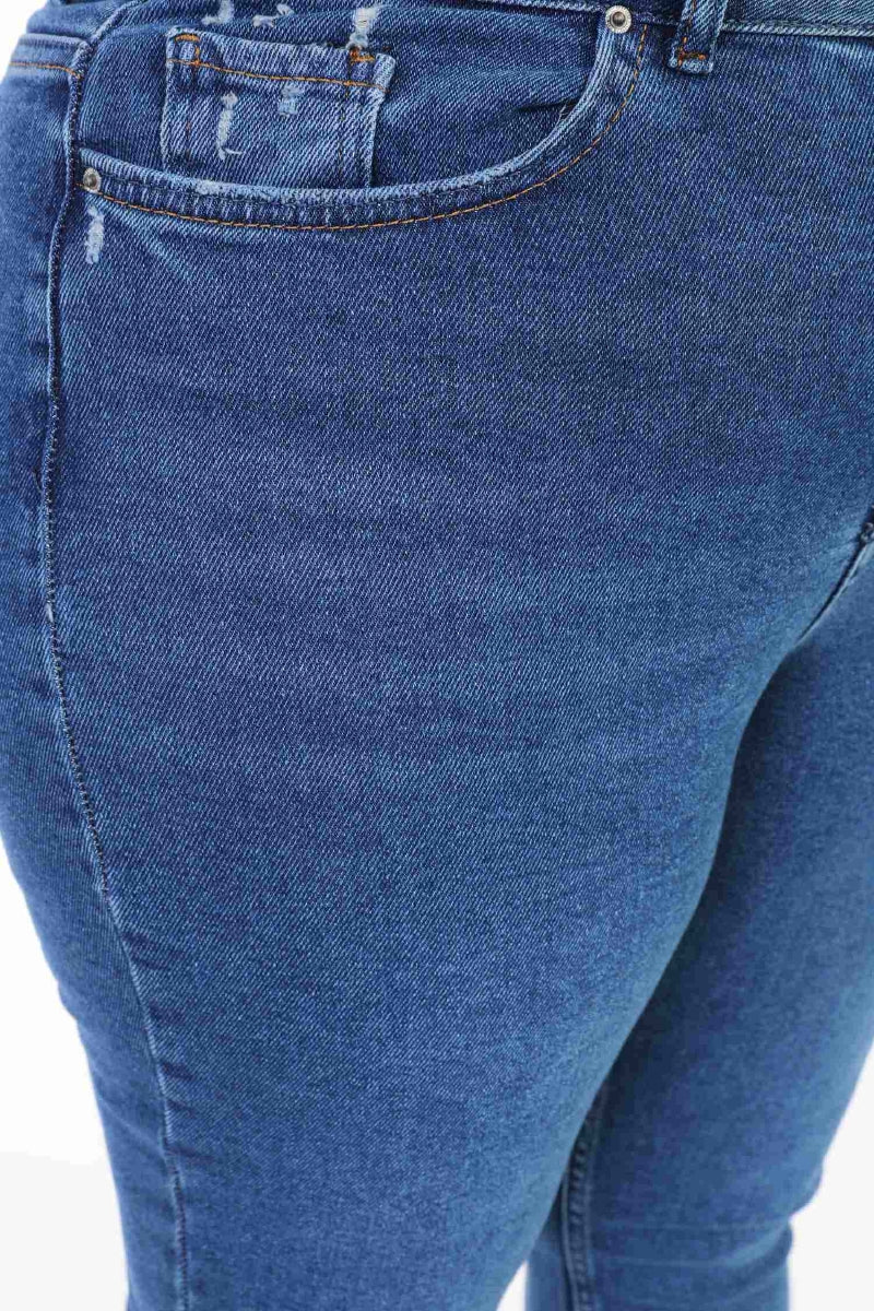 Dikişsiz Paça Mom Fit Kot Pantolon - Koyu Mavi Kot - (32-36) - 6