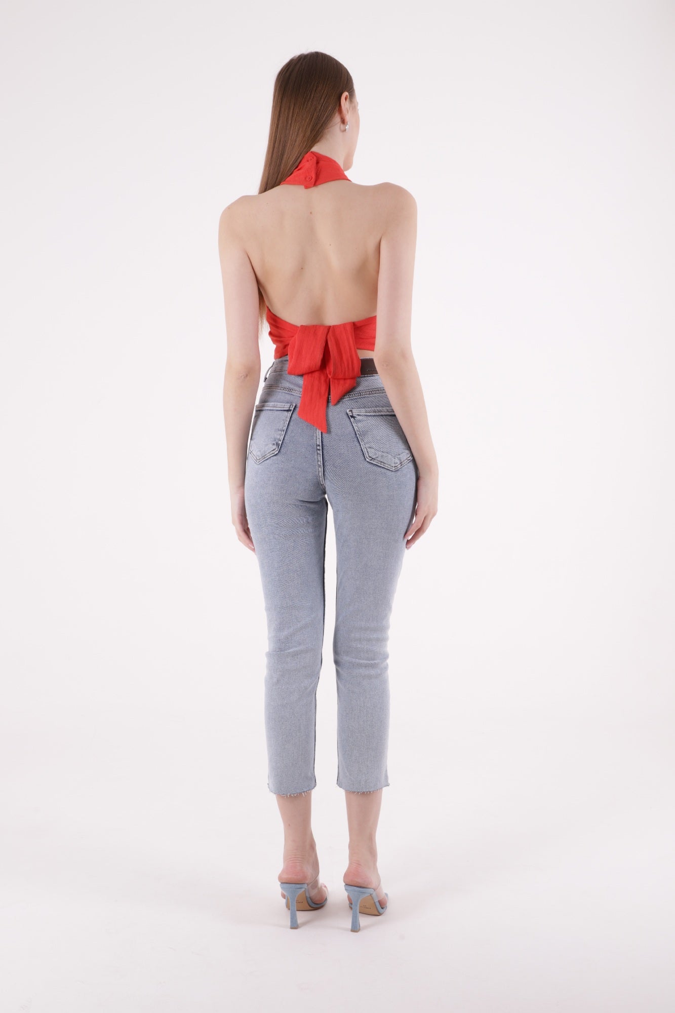 Dikişsiz Paça Mom Fit Kot Pantolon - Kar Yıkama Açık Mavi - (26-31) - 3