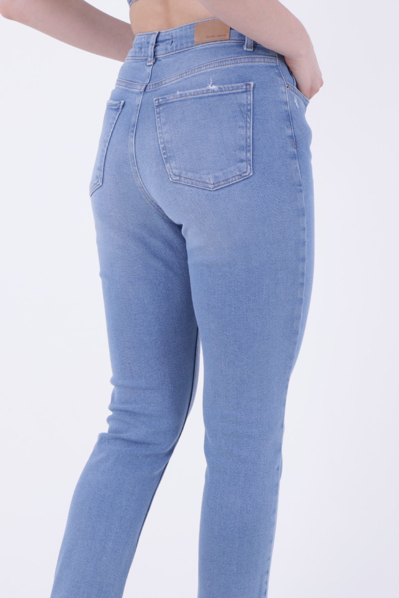 Dikişsiz Paça Mom Fit Kot Pantolon - Açık Mavi Kot - (26-31) - 5