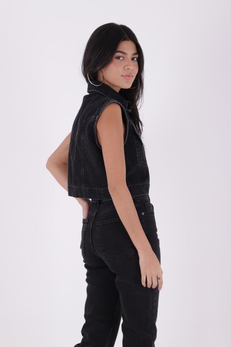 Dikişsiz Paça Mom Fit Kot Pantolon - Düz Antrasit - (31-33) - 4