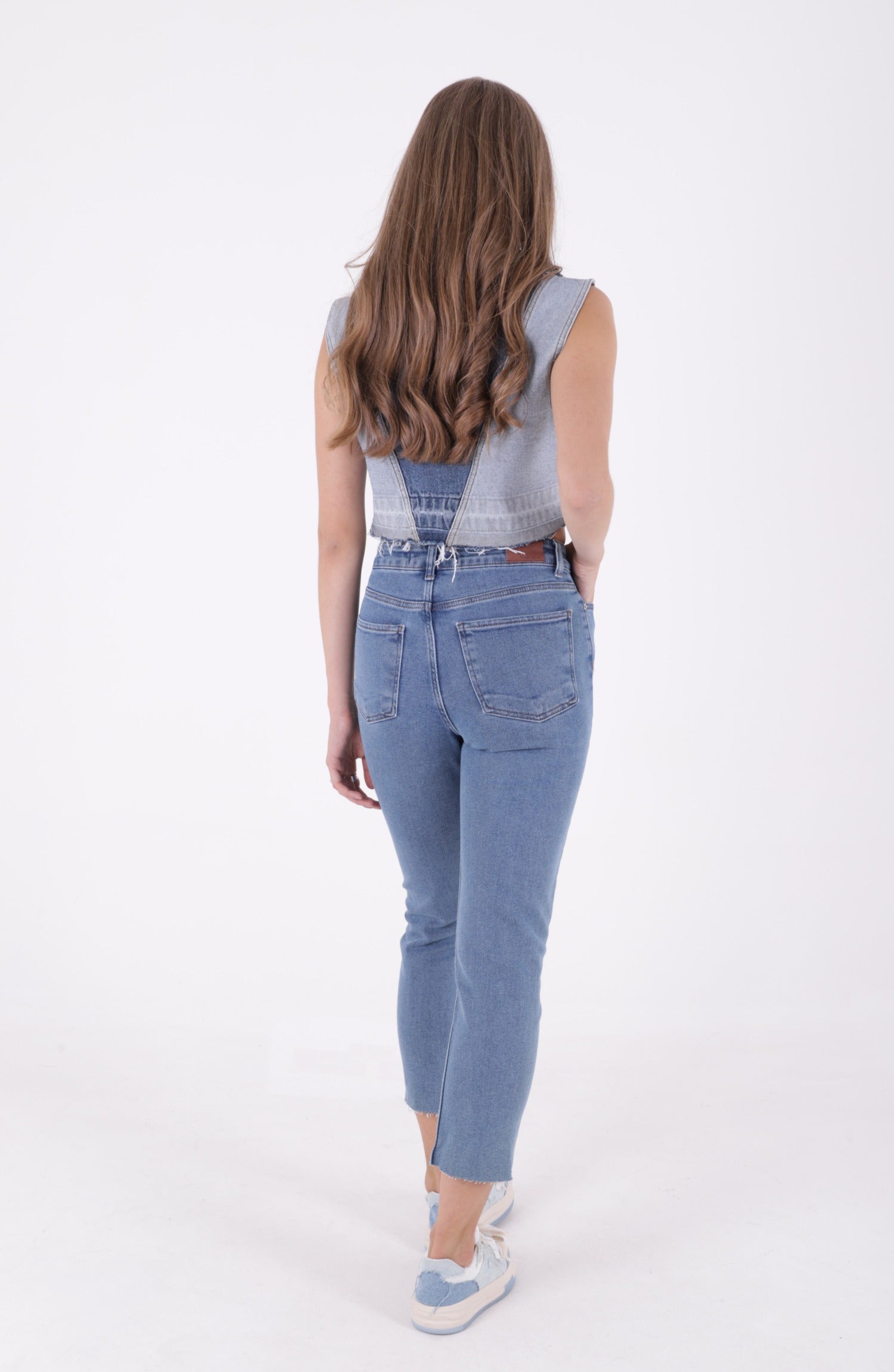 Dikişsiz Paça Mom Fit Kot Pantolon - Düz Orta Mavi Rins - (26-31) - 3