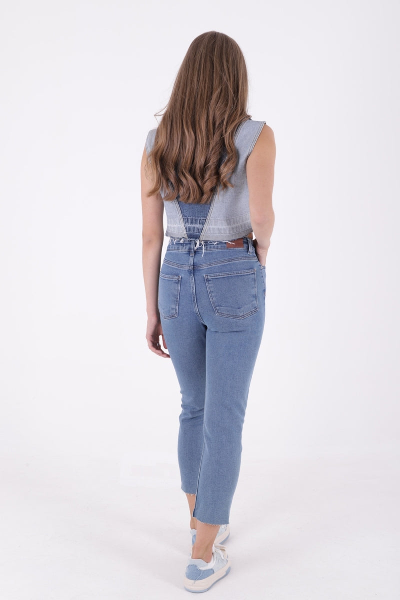 Dikişsiz Paça Mom Fit Kot Pantolon - Düz Orta Mavi Rins - (32-36) - 3