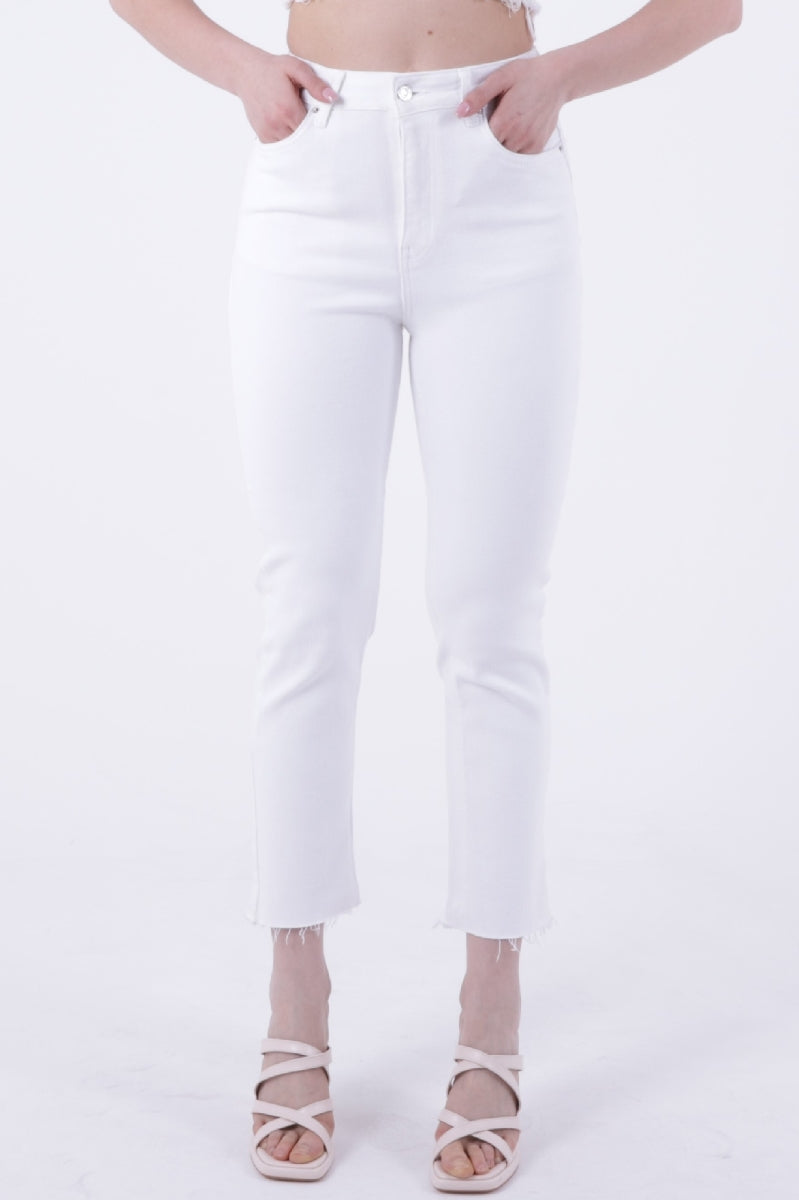 Dikişsiz Paça Mom Fit Kot Pantolon - Beyaz - (26-29) - 2