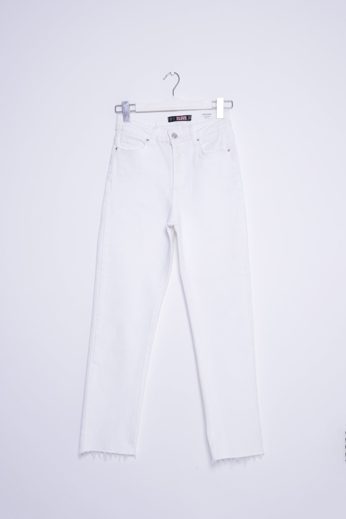 Dikişsiz Paça Mom Fit Kot Pantolon - Beyaz - (28-33) - 5