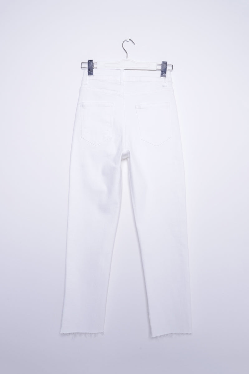 Dikişsiz Paça Mom Fit Kot Pantolon - Beyaz - (32-36) - 6