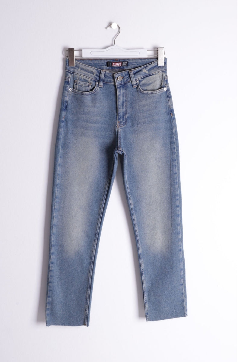 Dikişsiz Paça Mom Fit Kot Pantolon - Orta Mavi ve Tintli - (26-29) - 6