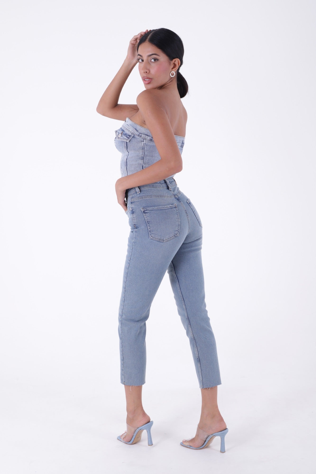 Dikişsiz Paça Mom Fit Kot Pantolon - Orta Mavi ve Tintli - (26-31) - 3