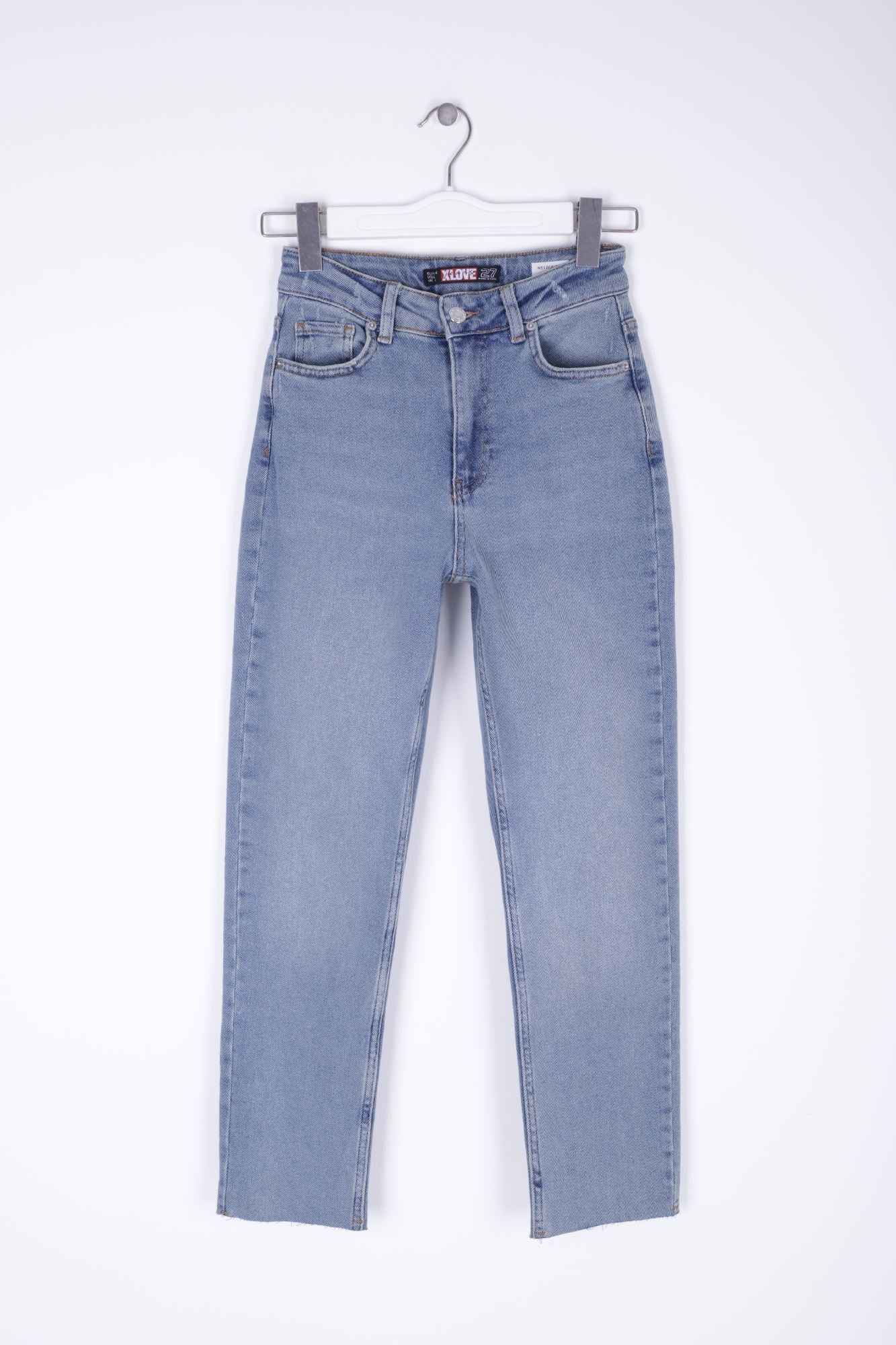 Dikişsiz Paça Mom Fit Kot Pantolon - Orta Mavi ve Tintli - (26-31) - 6
