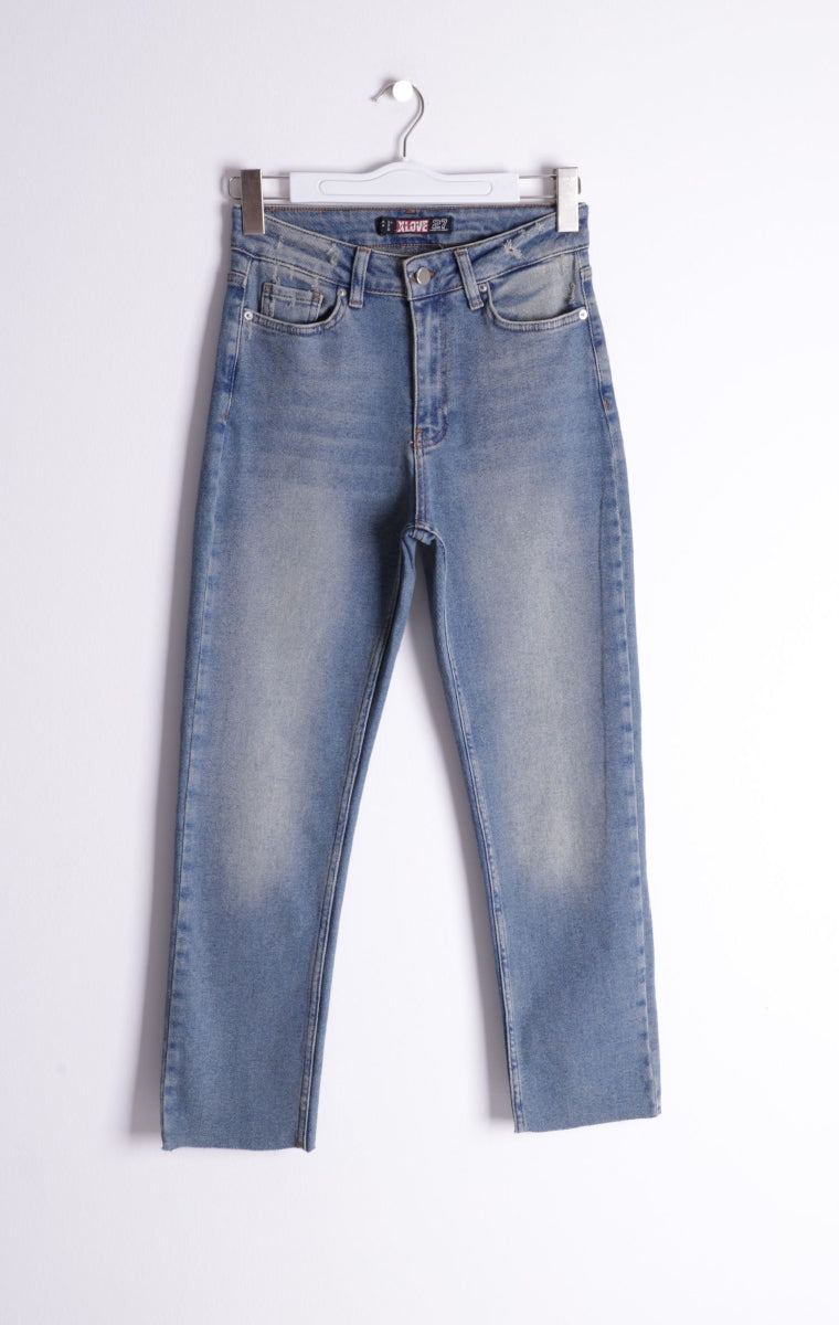 Dikişsiz Paça Mom Fit Kot Pantolon - Orta Mavi ve Tintli - (28-33) - 6