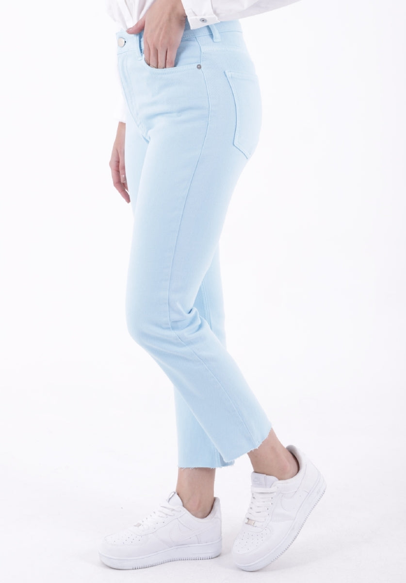 Dikişsiz Paça Mom Fit Kot Pantolon - Bebe Mavisi - (26-31) - 4