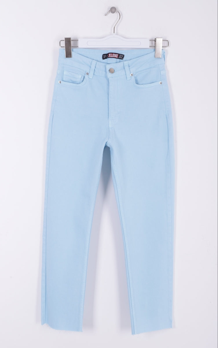 Dikişsiz Paça Mom Fit Kot Pantolon - Bebe Mavisi - (26-31) - 6