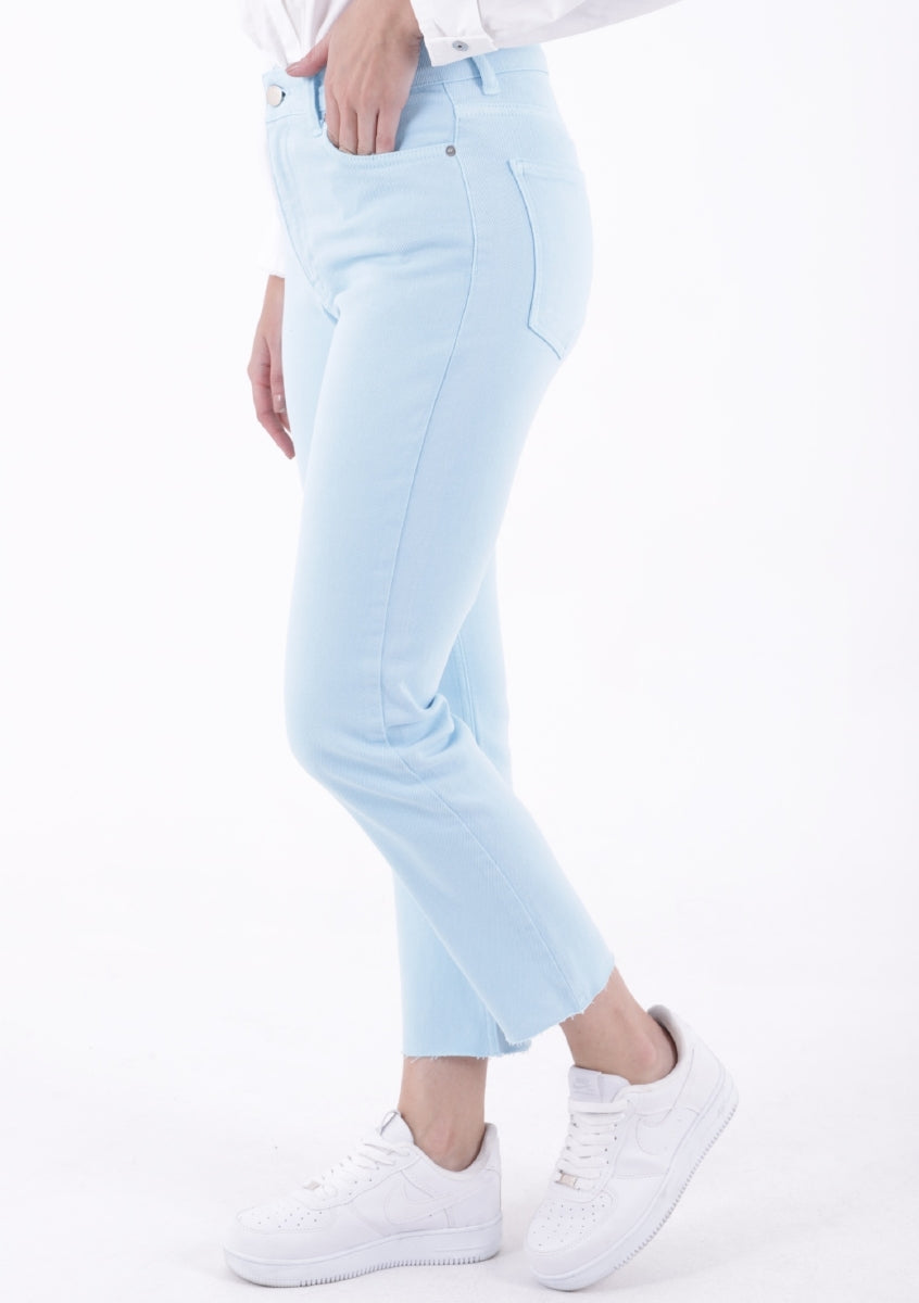 Dikişsiz Paça Mom Fit Kot Pantolon - Bebe Mavisi - (28-33) - 4