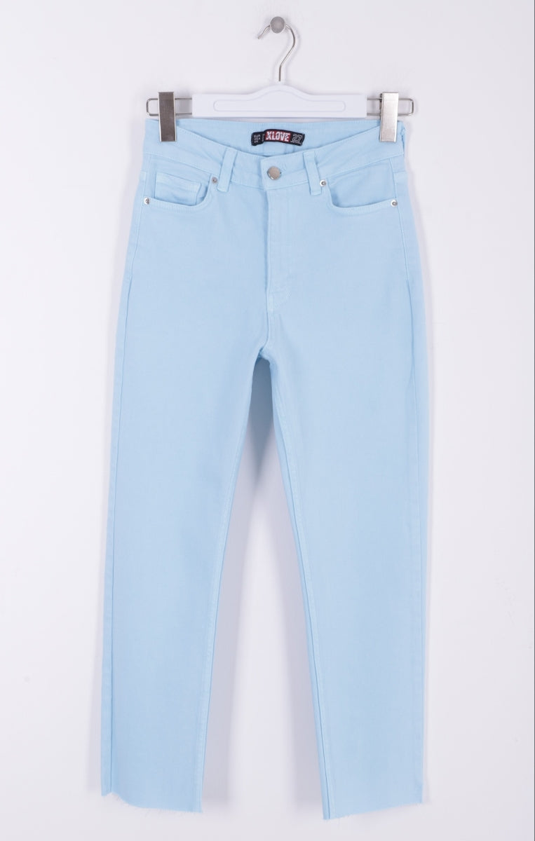Dikişsiz Paça Mom Fit Kot Pantolon - Bebe Mavisi - (28-33) - 6