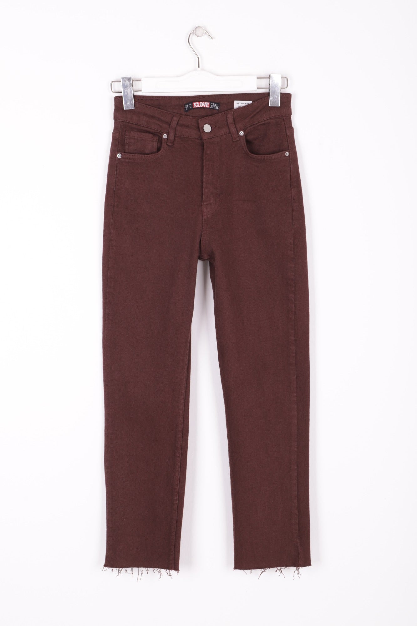 Dikişsiz Paça Mom Fit Kot Pantolon - Kahverengi - (26-31) - 6