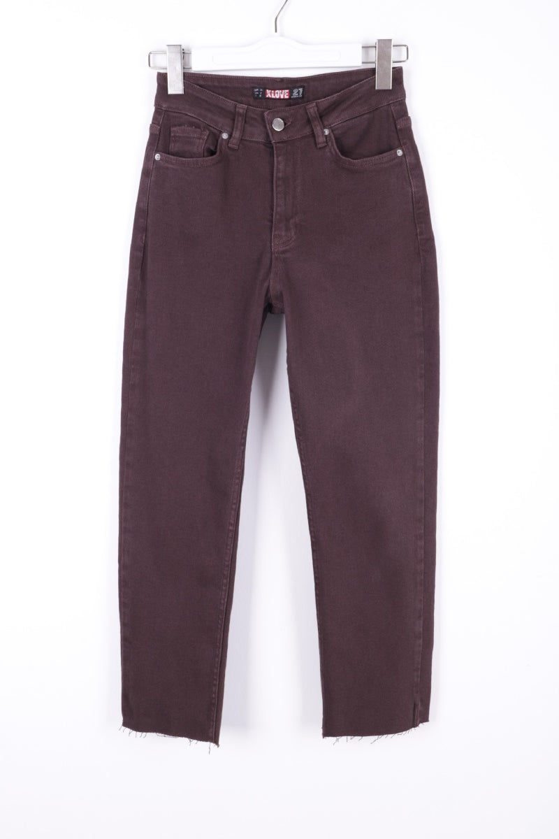 Dikişsiz Paça Mom Fit Kot Pantolon - Kahverengi - (30-33) - 6