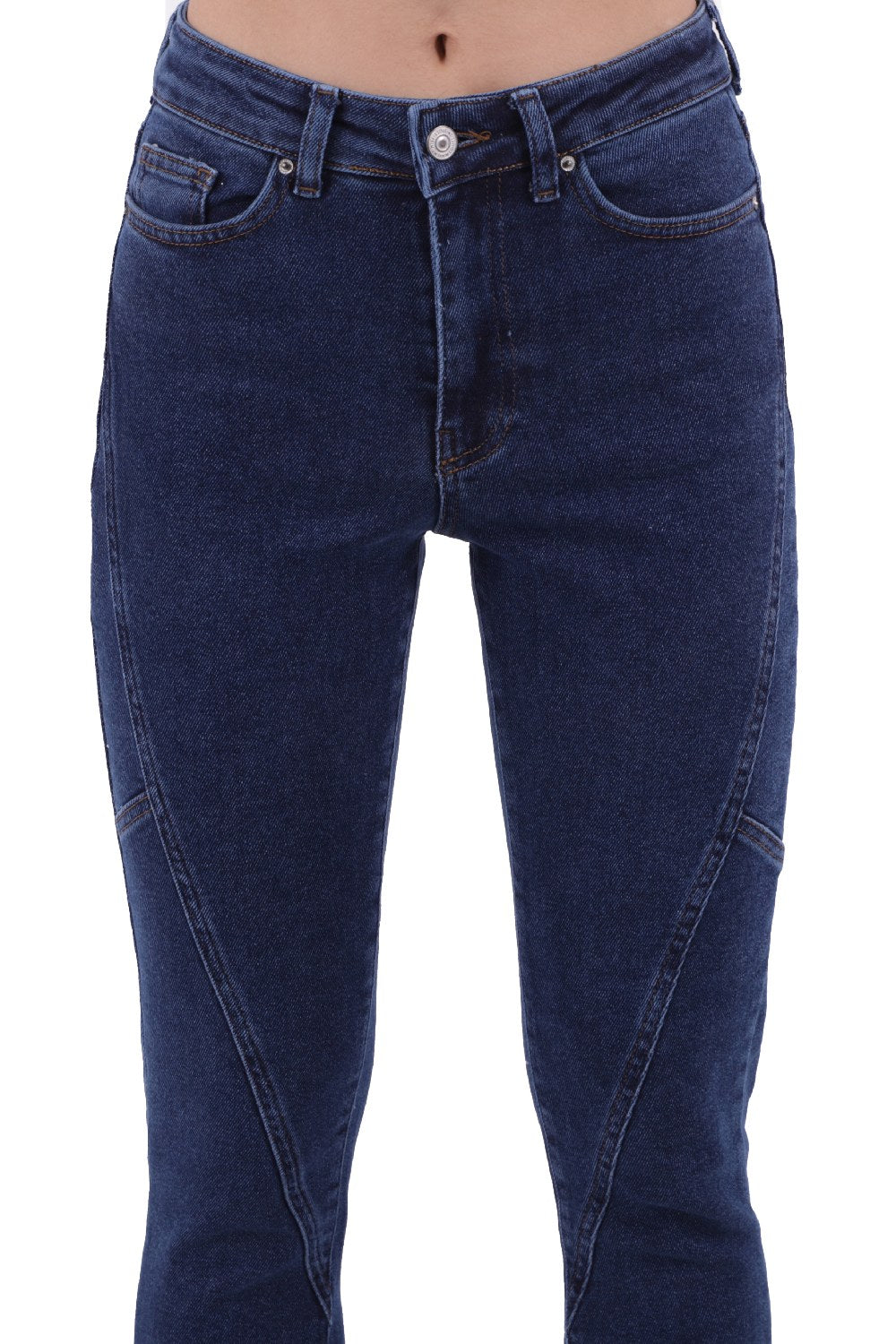 Parçalı Mom Pantolon - Düz Koyu Rins - (26-31) - 6