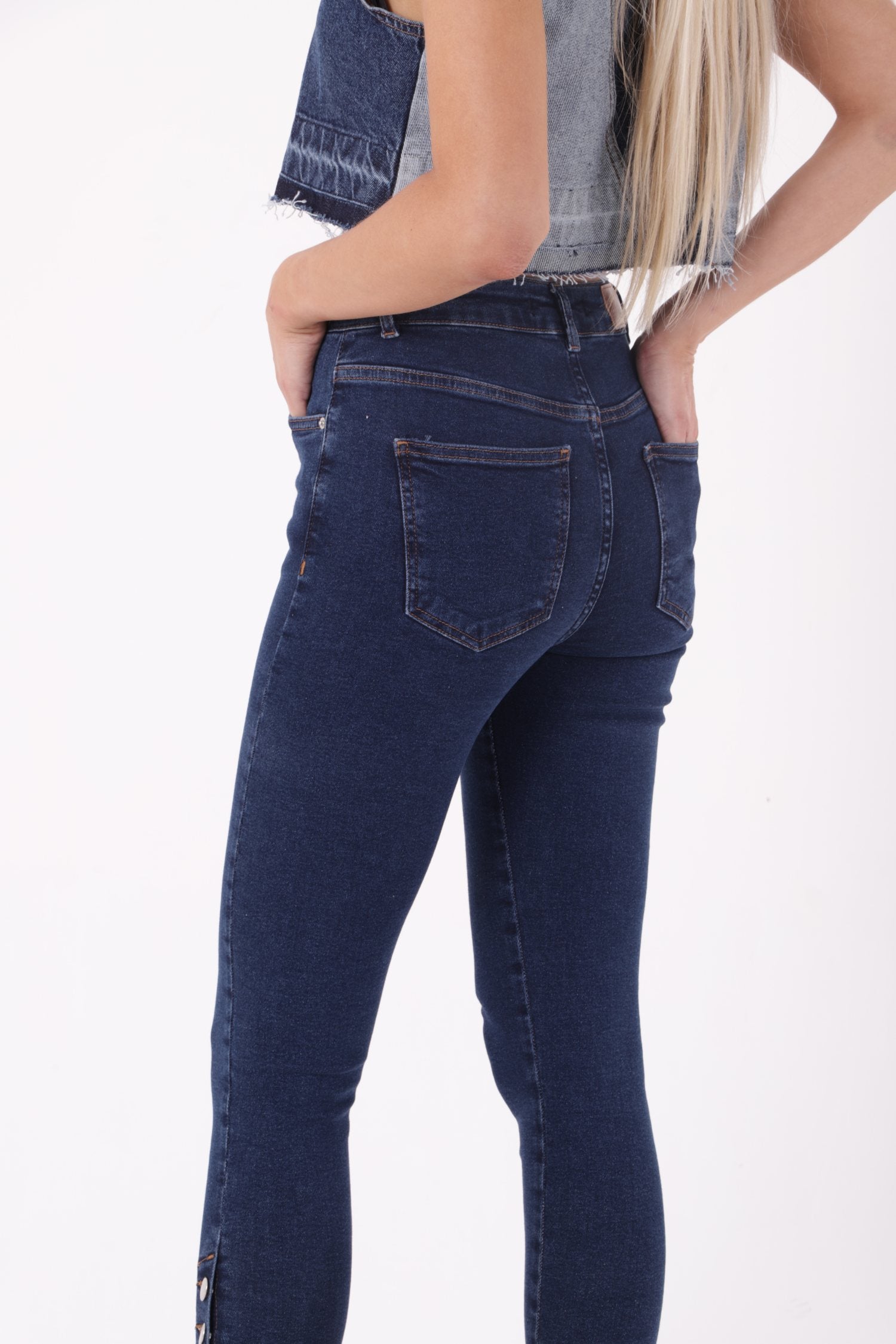 Paçası Dört Düğmeli Kot Pantolon - Düz Koyu Rins - (28-33) - 5