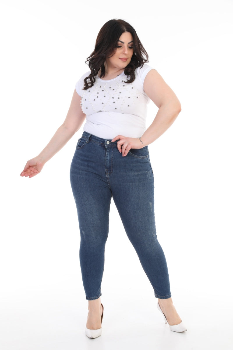 Skinny Kot Pantolon - Koyu Mavi Kot - (32-36) - 3