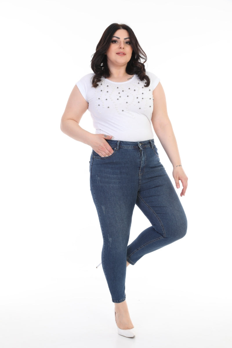 Skinny Kot Pantolon - Koyu Mavi Kot - (32-36) - 4