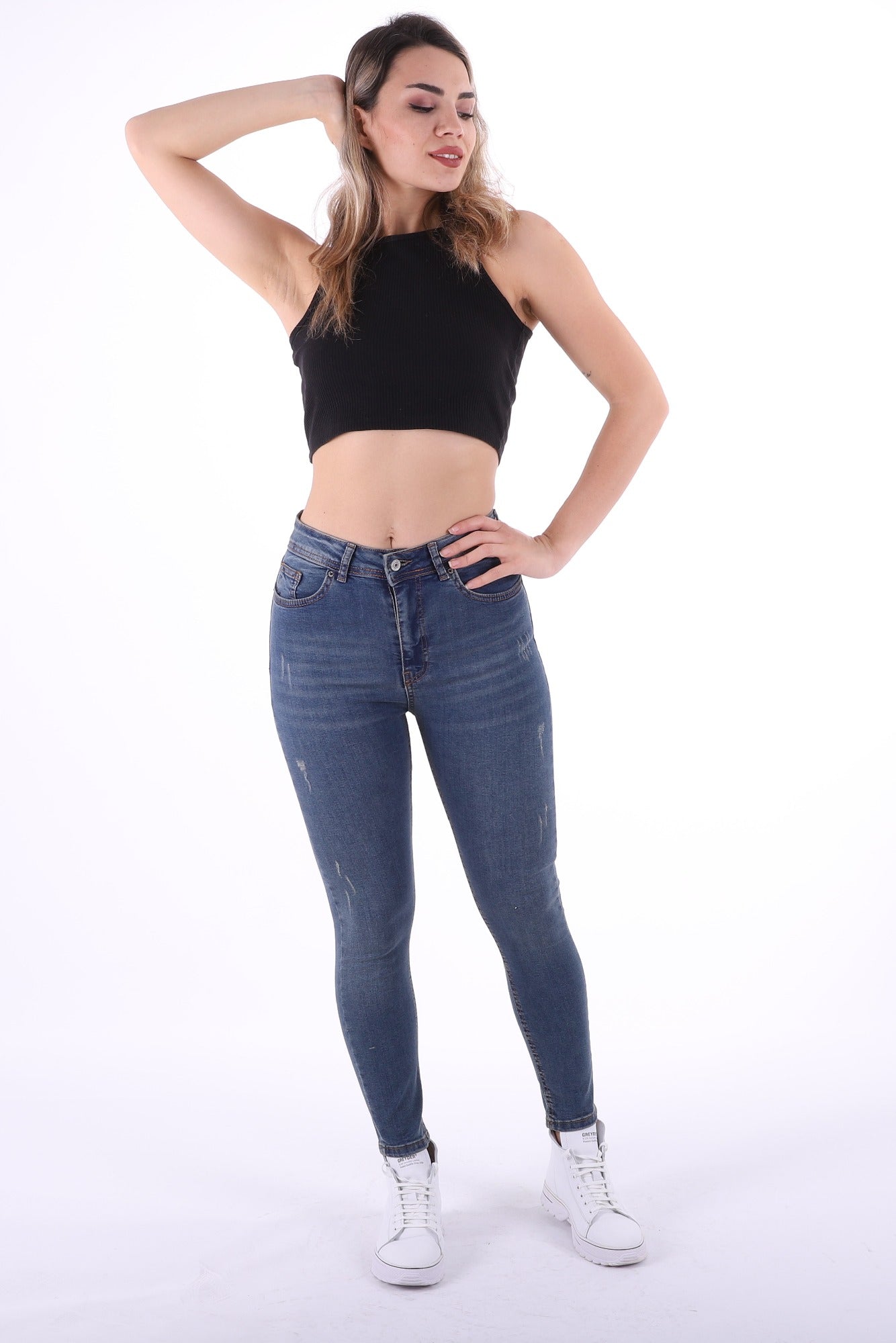 Skinny Kot Pantolon - Koyu Tintli Kot - (26-31) - 3