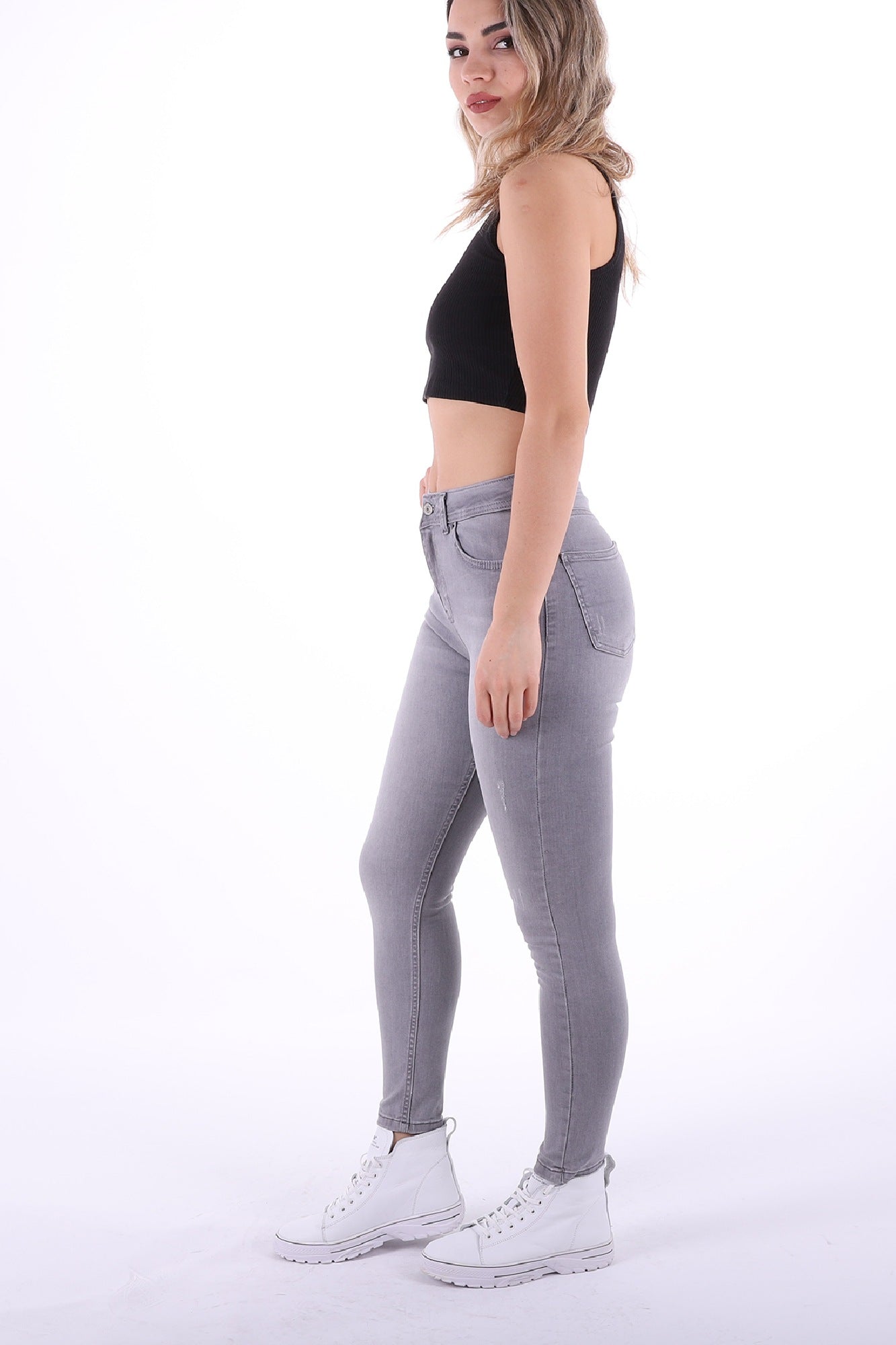 Skinny Kot Pantolon - Açık Gri Kot - (26-31) - 4