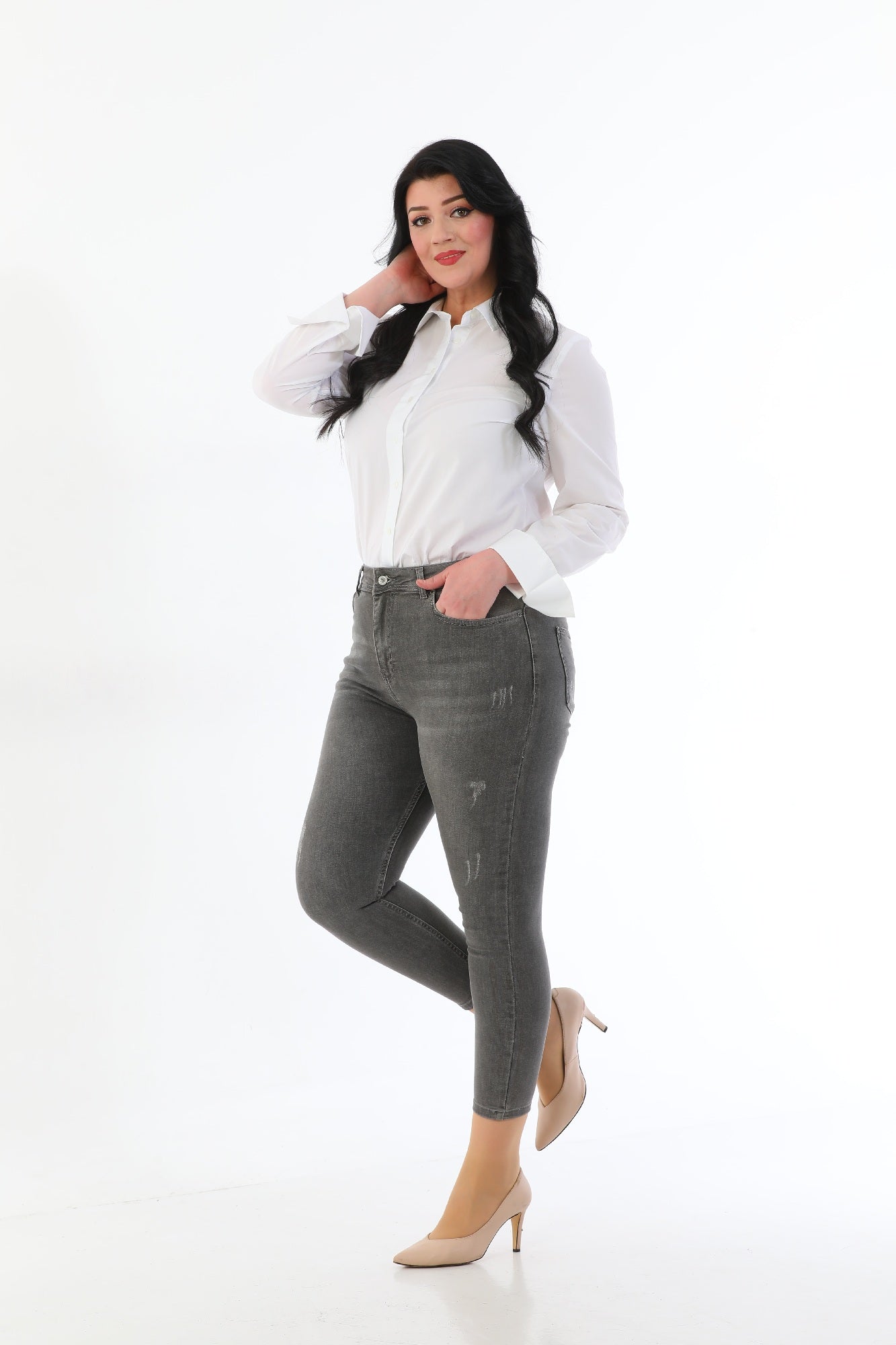 Skinny Kot Pantolon - Koyu Gri Kot - (33-38) - 4